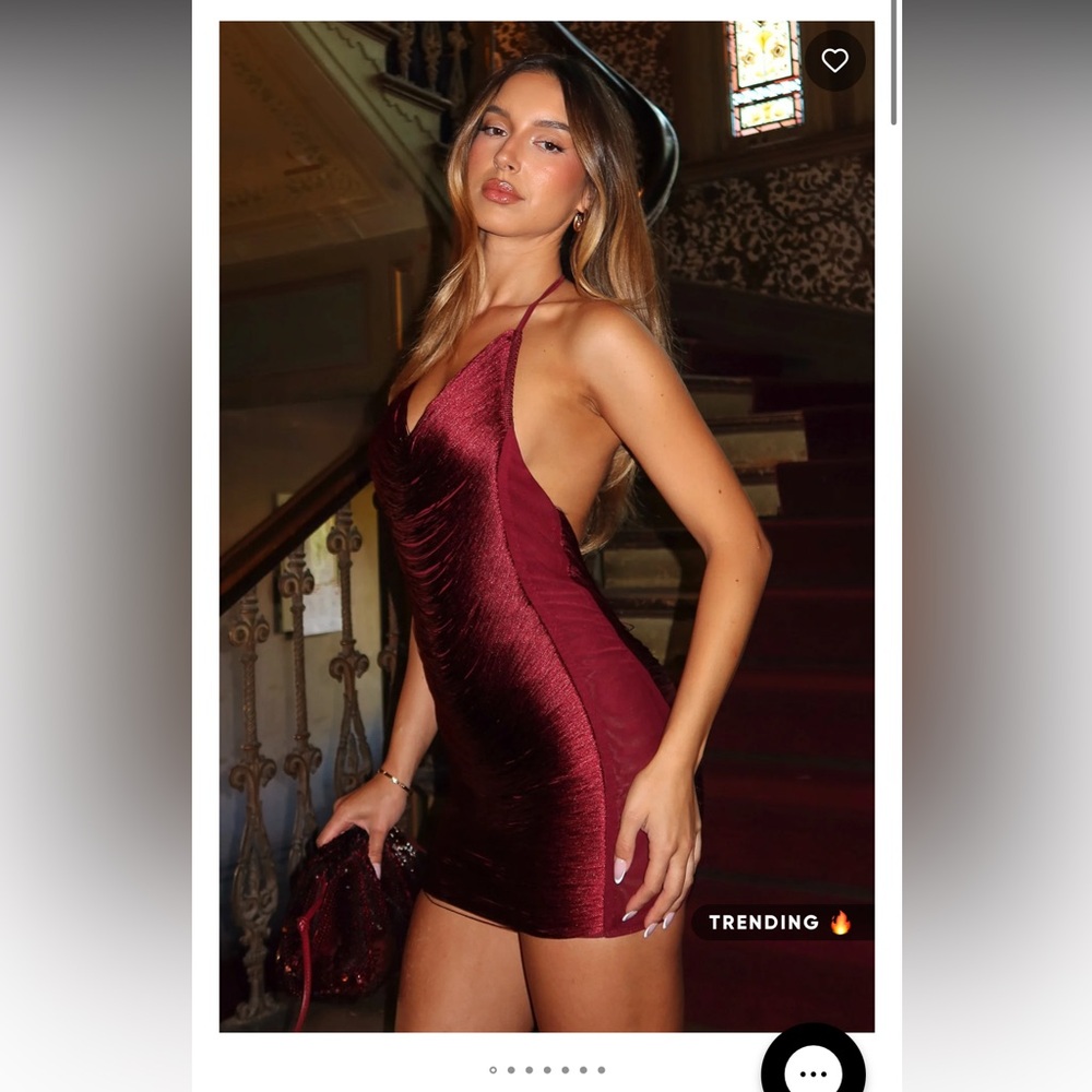 White Fox Boutique Burgundy Fringe Mini Dress